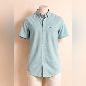 Original Penguin Slim Fit Blue Micro Stripe Button Down Shirt Mens Medium